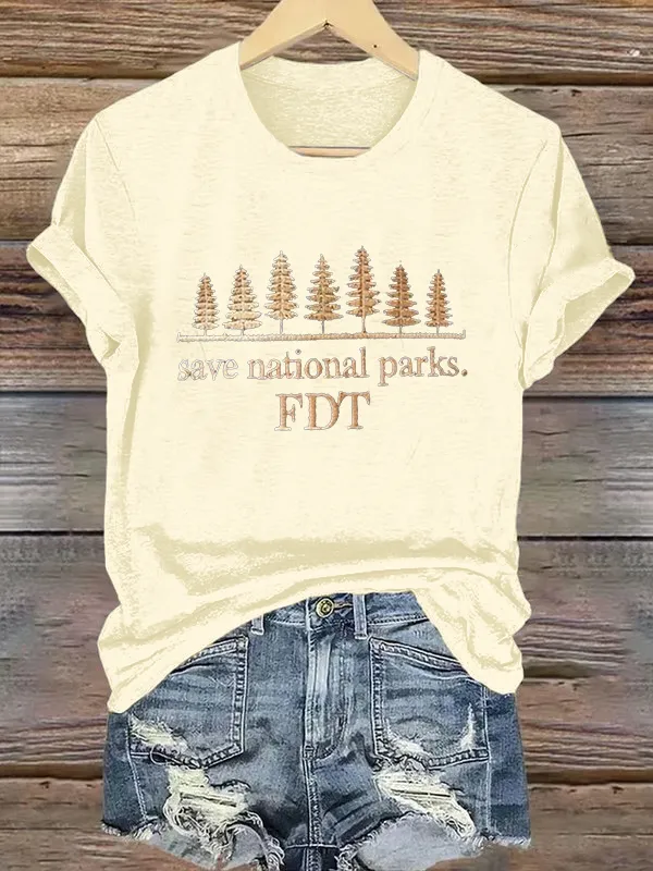 Women'S T-Shirt Women'S Retro Save National Parks FDT Print T-Shirt