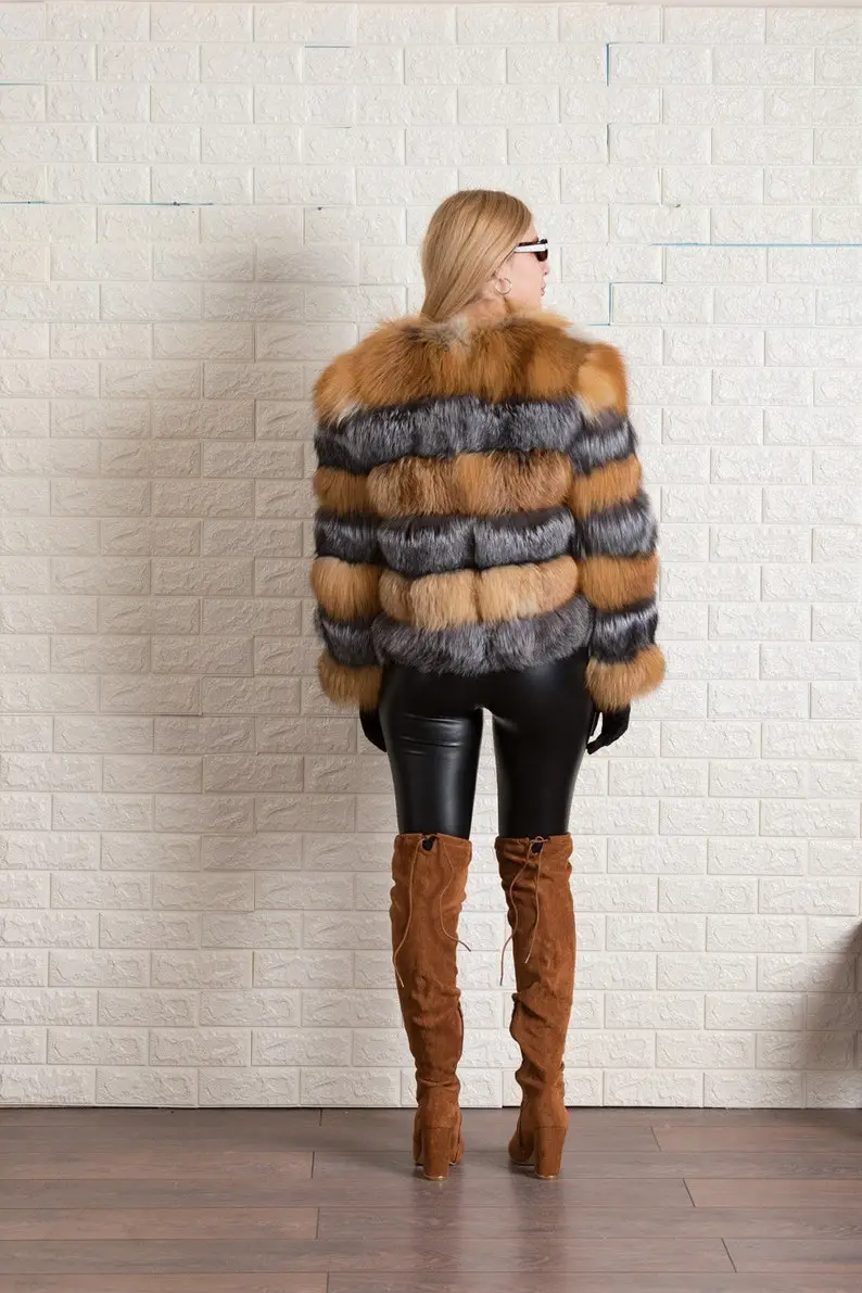 Red And Silver Fox Fur Jacket