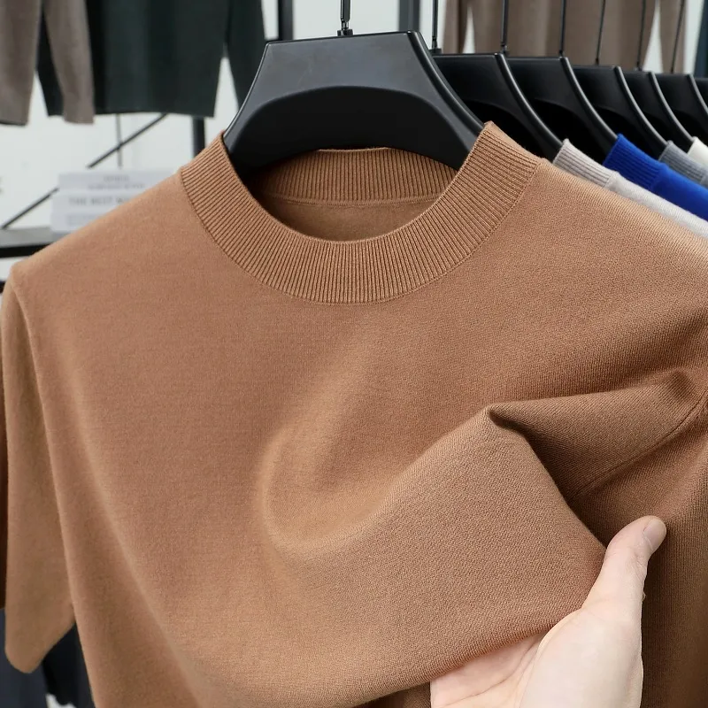 Last Day 50% OFF🔥2025 Spring and Summer Men's Stand Collar Cashmere Casual T-shirt (Buy 2 Free Shipping)