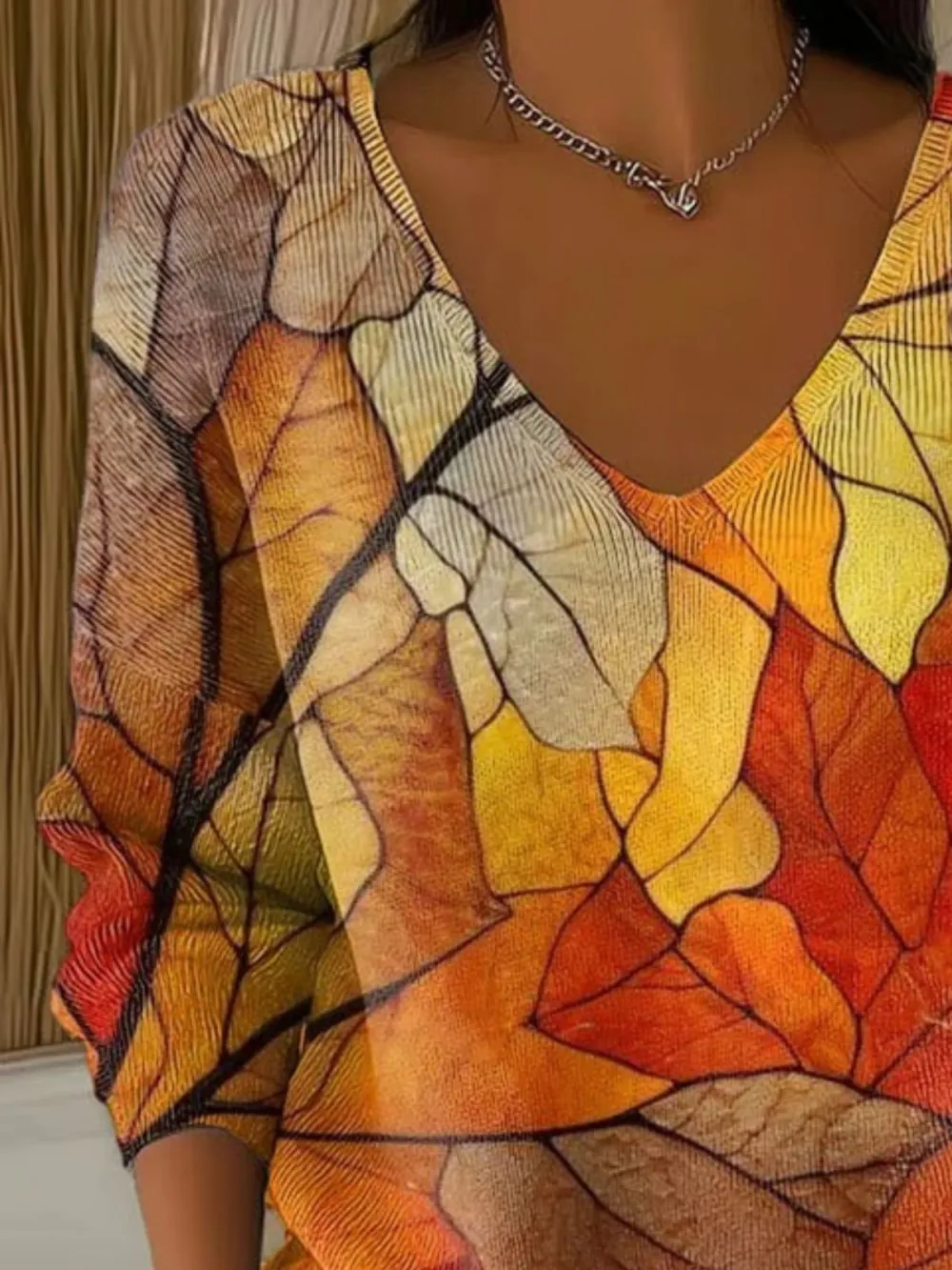 Casual Plants V Neck Sweater