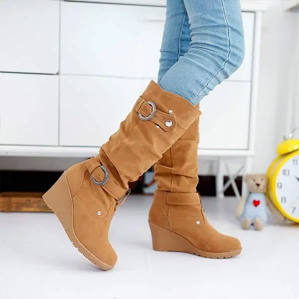 Women'S Round Toe Wedge Snow Boots 88992763C