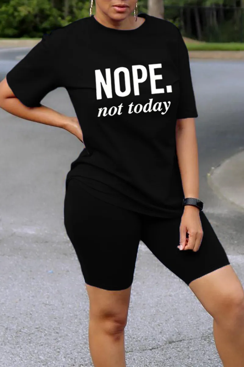 Letter Print Short Sleeve T-Shirt & Shorts Set