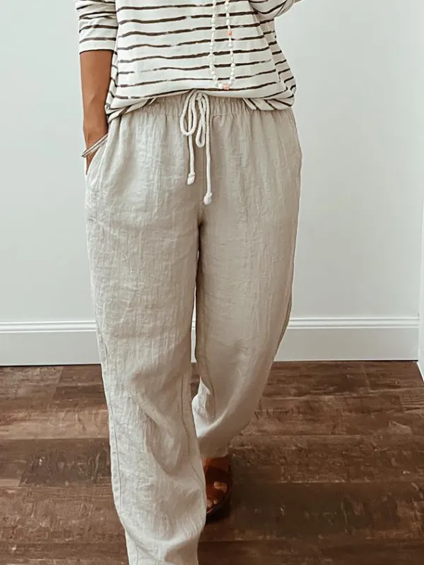 Casual Loose Plain Cotton Pants