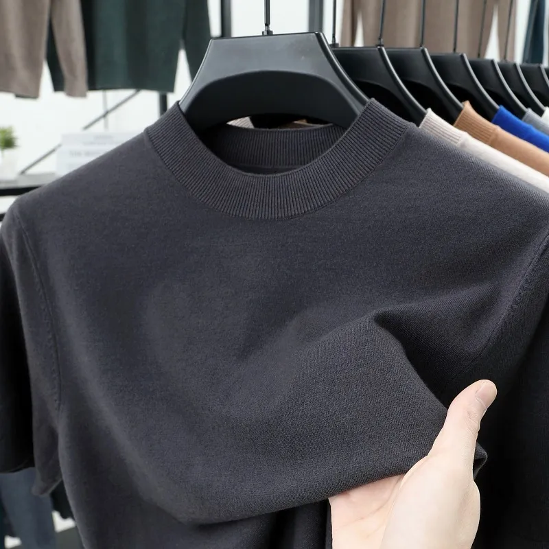 Last Day 50% OFF🔥2025 Spring and Summer Men's Stand Collar Cashmere Casual T-shirt (Buy 2 Free Shipping)