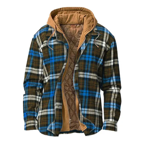 Mens Winter Plaid Thick Casual Jacket