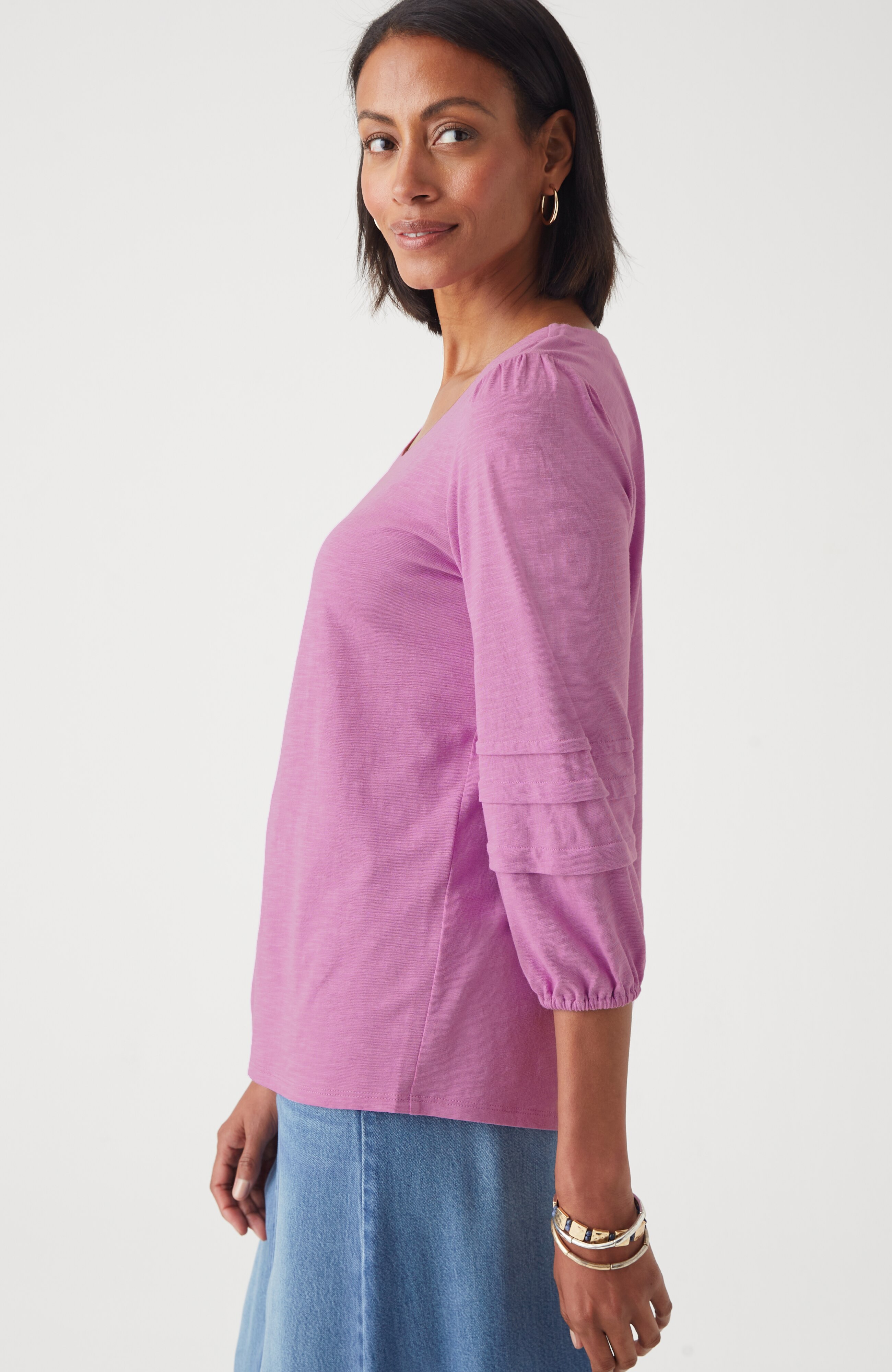 Pleated-Sleeve Tee