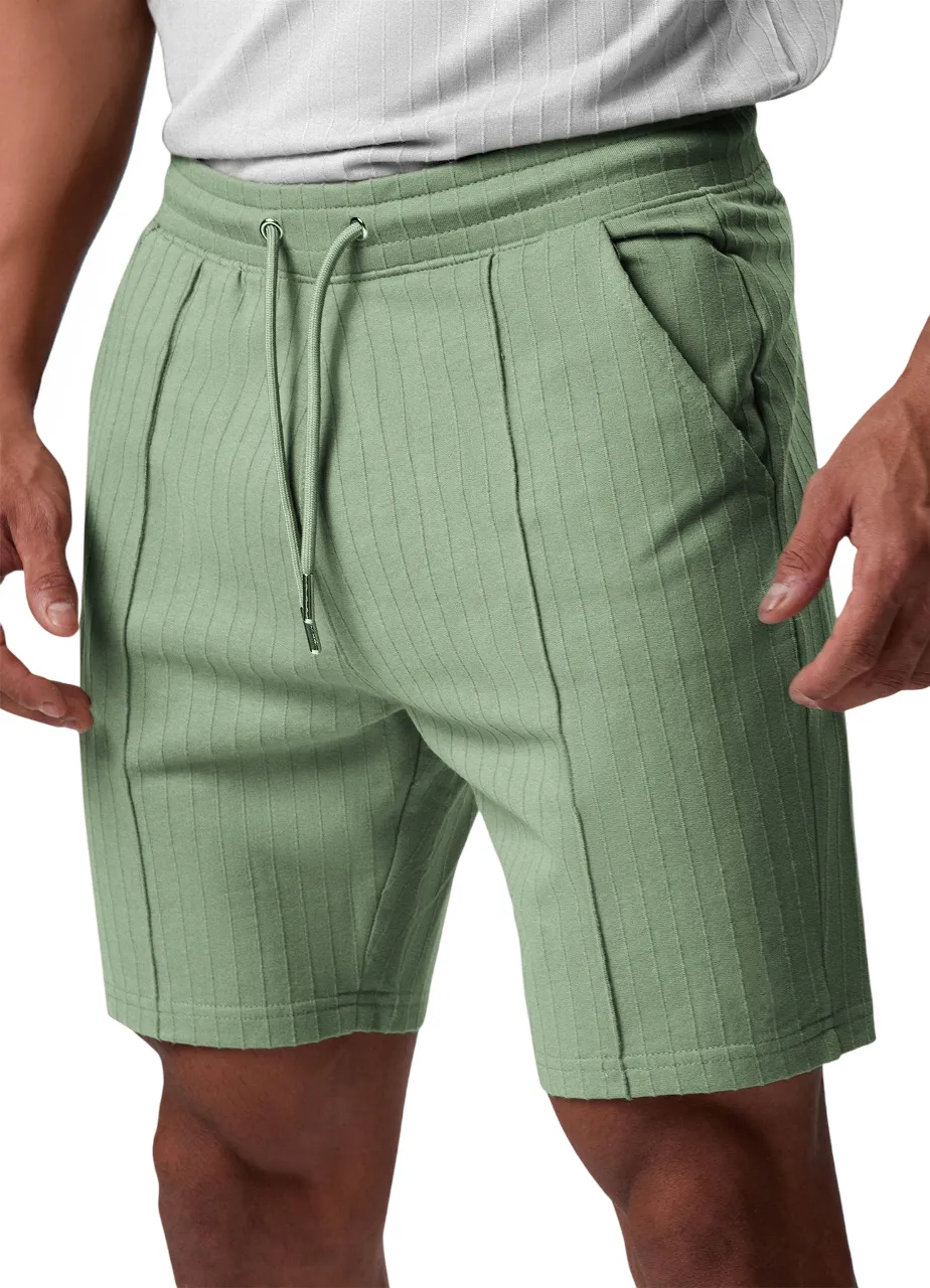 Men's Pleated Stretch Casual Shorts with Side Pockets
