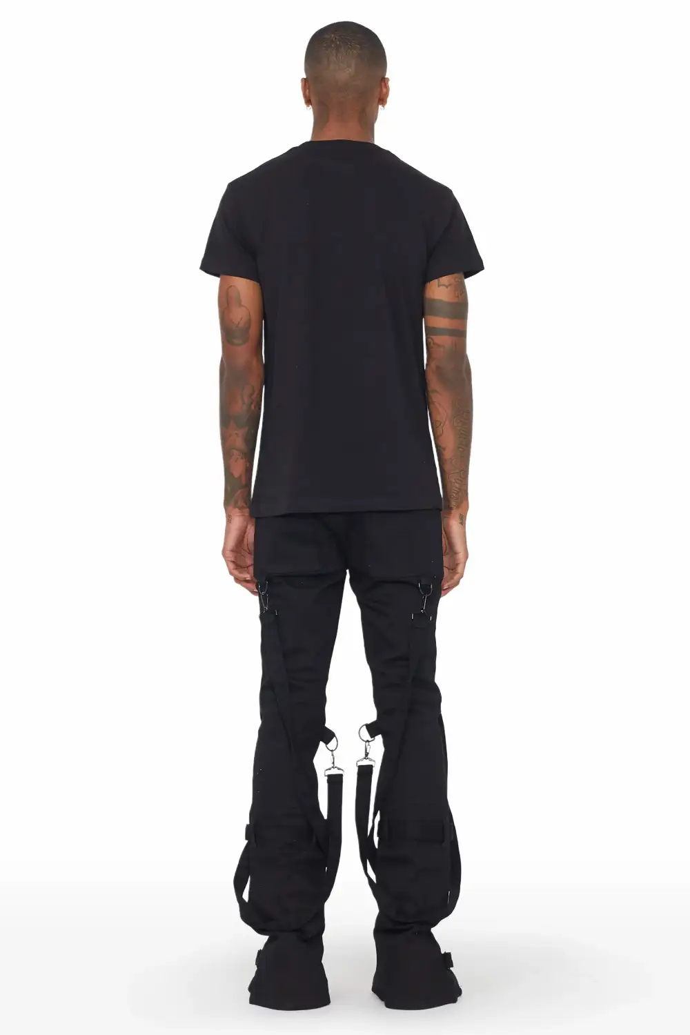 Rowen Black Stacked Flare Jean