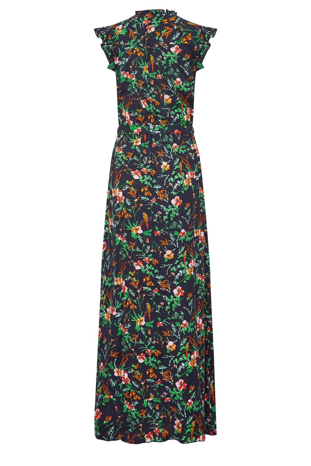 LTS Tall Navy Blue Floral Print Frill Sleeve Maxi Dress
