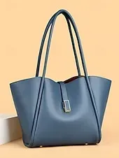 Women's Green Faux Leather Tote Bag, Simple Design, Gold Buckle Decoration - Stylish and Practical Tote Bag for Work, Shopping and Daily Use Black White Red