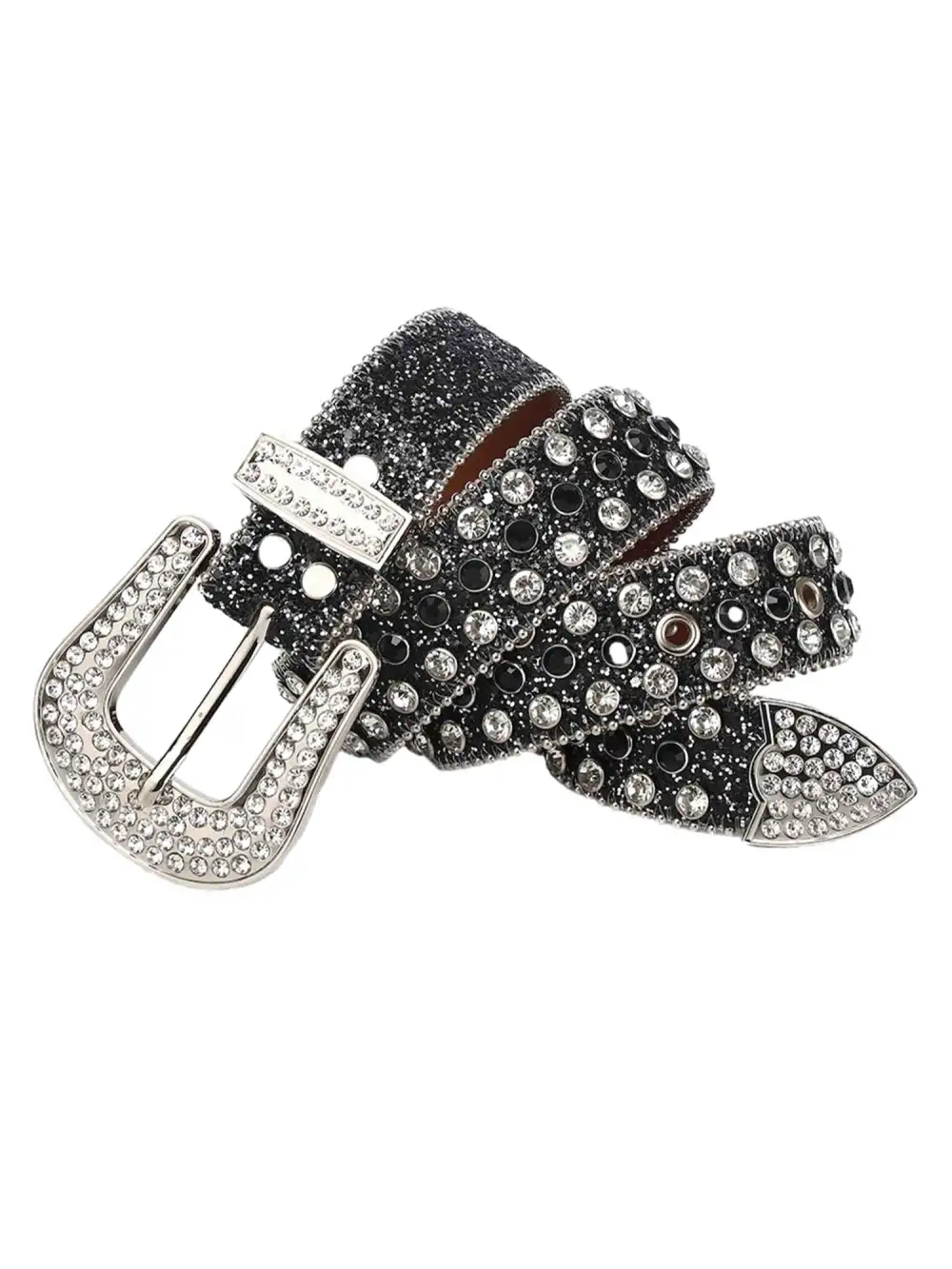 Studded Rhinestone Hip Hop Belt - 1691