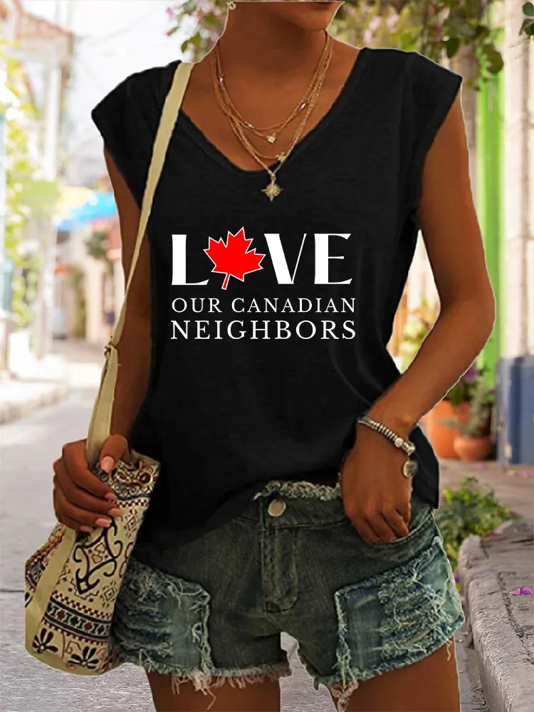 Women's Love Our Canadian Neighbors V-neck Vest