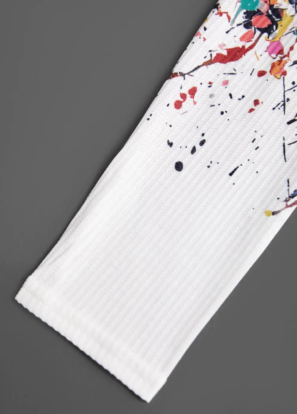 White Cut Out Ombre Long Sleeve T Shirt