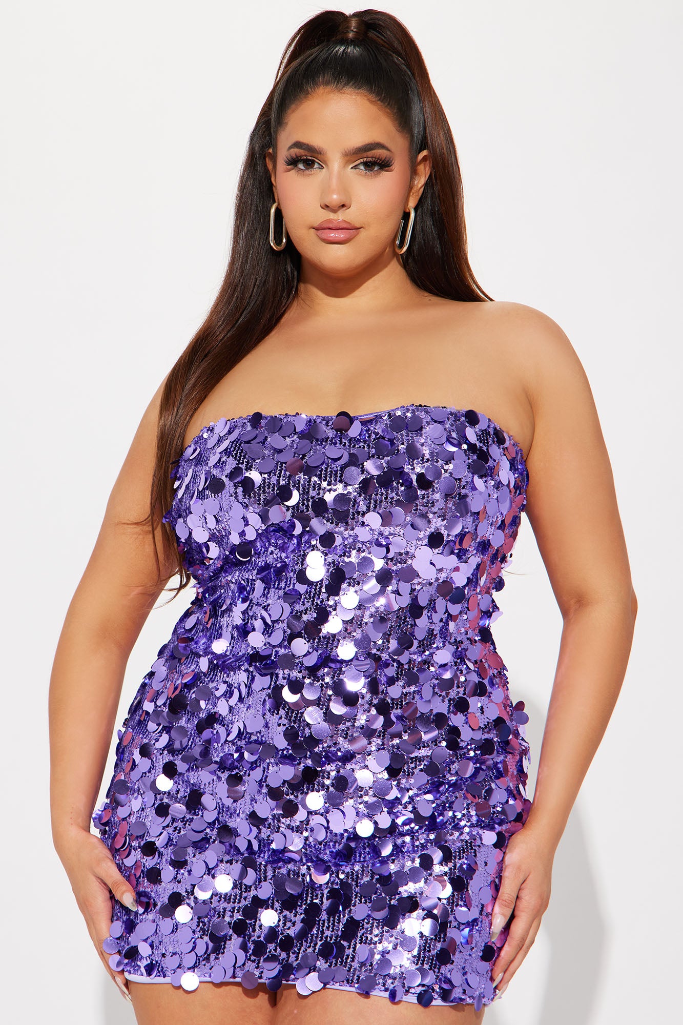 Amber Sequin Mini Dress - Purple