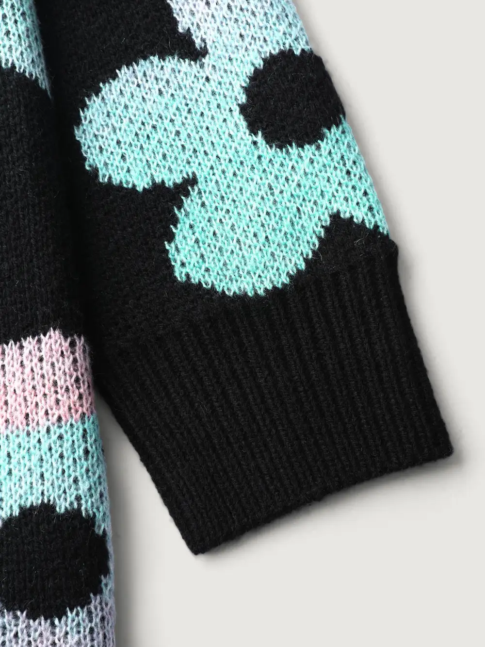 Floral Jacquard Print Color Gradient Knit Cardigan