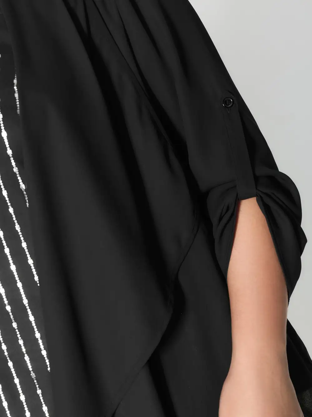 Shiny Silk Two-Piece Ruffled Blouse