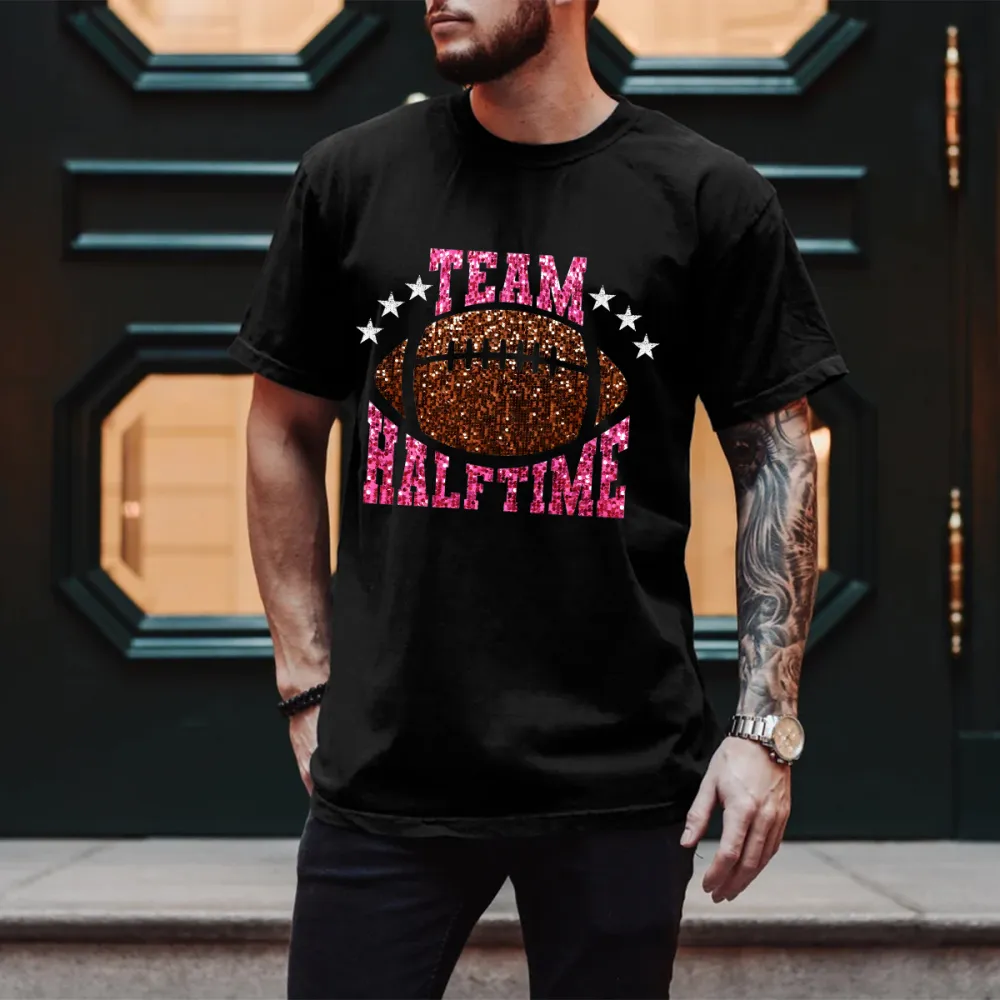 2 Women's Football Team Halftime Show Round Neck Short Sleeve Printed T-shirt