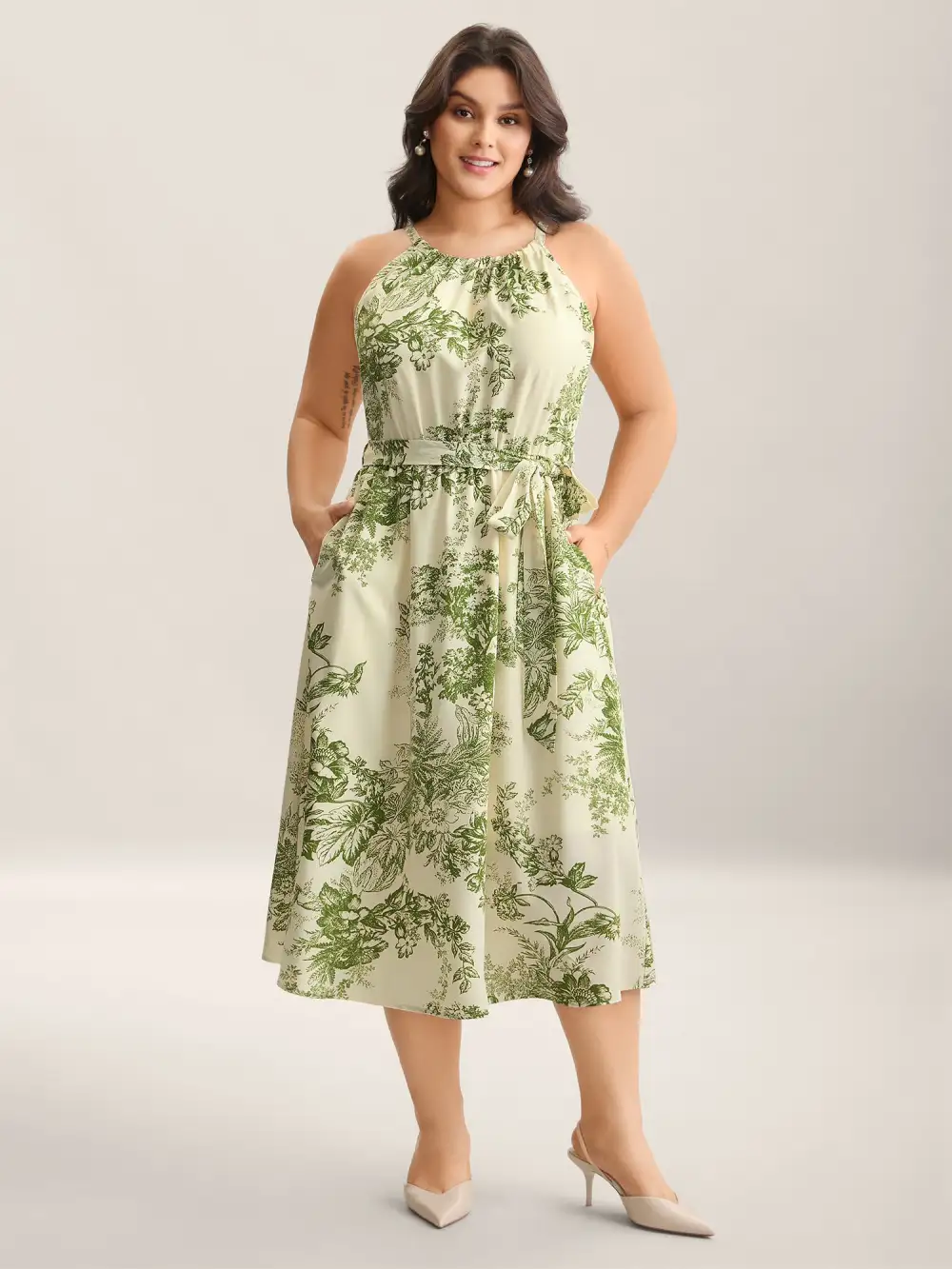 Spring Time Florals Sleeveless Midi Dress