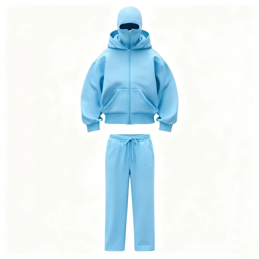 Zip Up Fashion Double Layer Hoodie Hip Hop Outerwear Sets