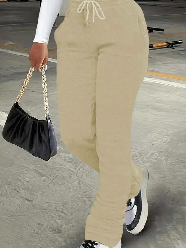 Women's Plain Drawstring Waist Sweatpants