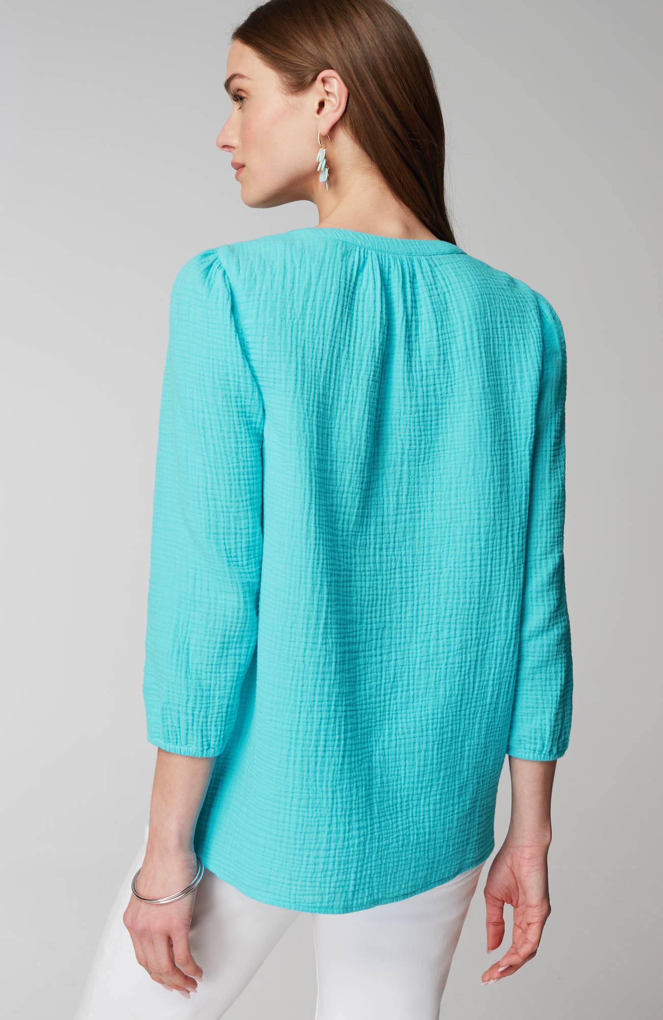Cotton-Gauze Popover Top