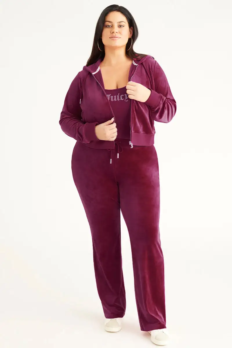 Plus-Size OG Big Bling Velour Track Pants