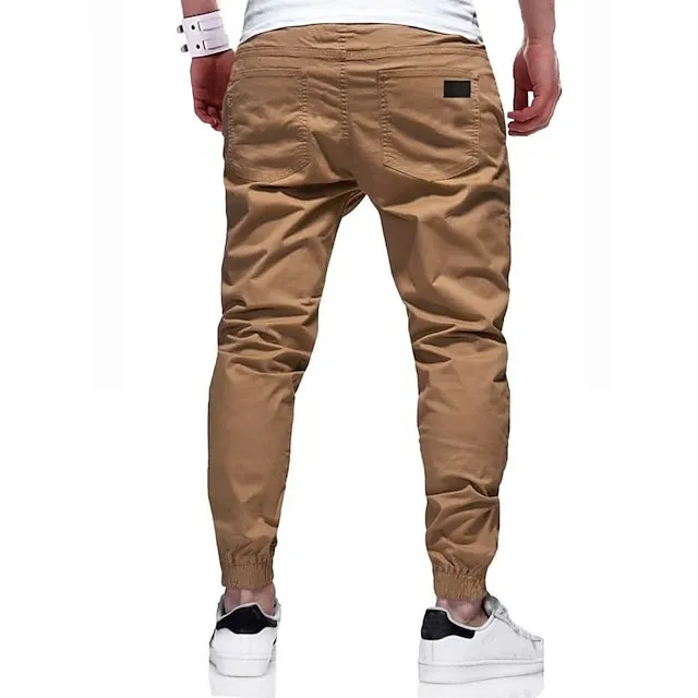 Men's Cargo Pants Cargo Trousers Joggers Trousers Casual Pants Drawstring Elastic Waist Elastic Cuff Plain Sports Outdoor Running Cotton Cotton Blend Streetwear Workout ArmyGreen Black