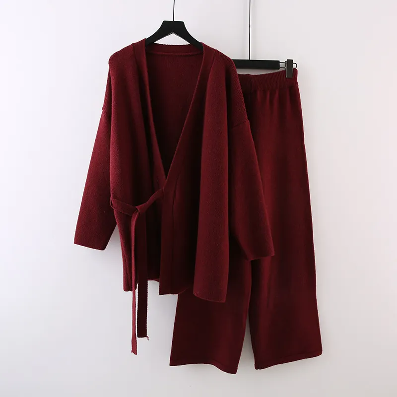 Casual Elegant Wrap Sweater Two-Pieces Sets