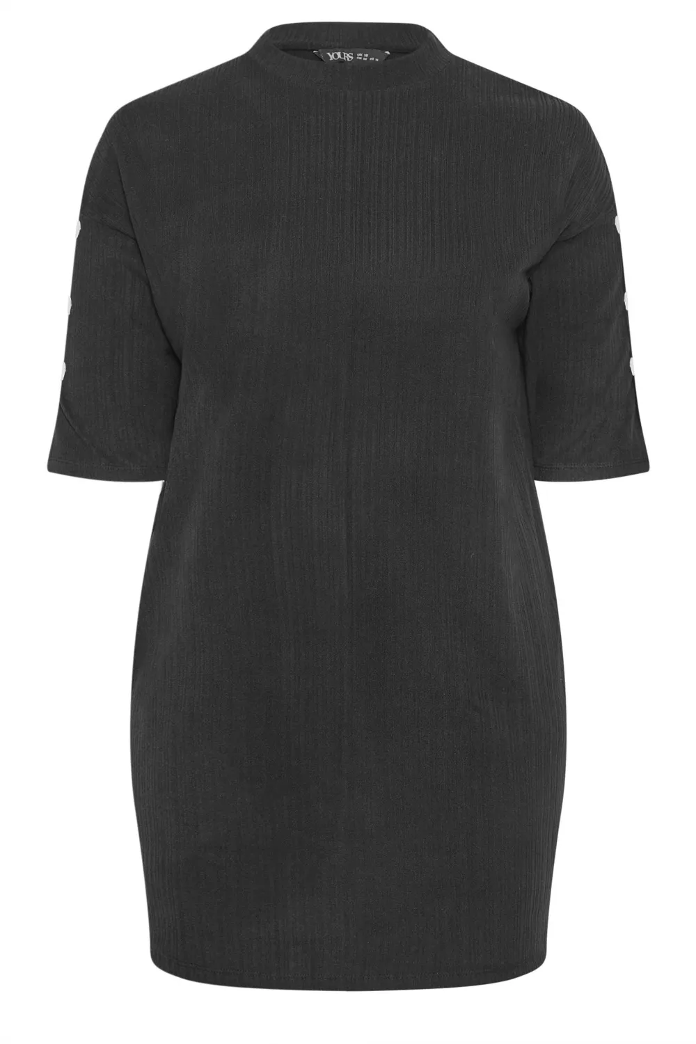 YOURS Curve Beige Brown Soft Touch Button Detail Mini Dress