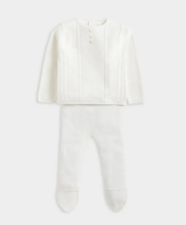 Knitted Cardigan & Leggings (2 Piece) - White