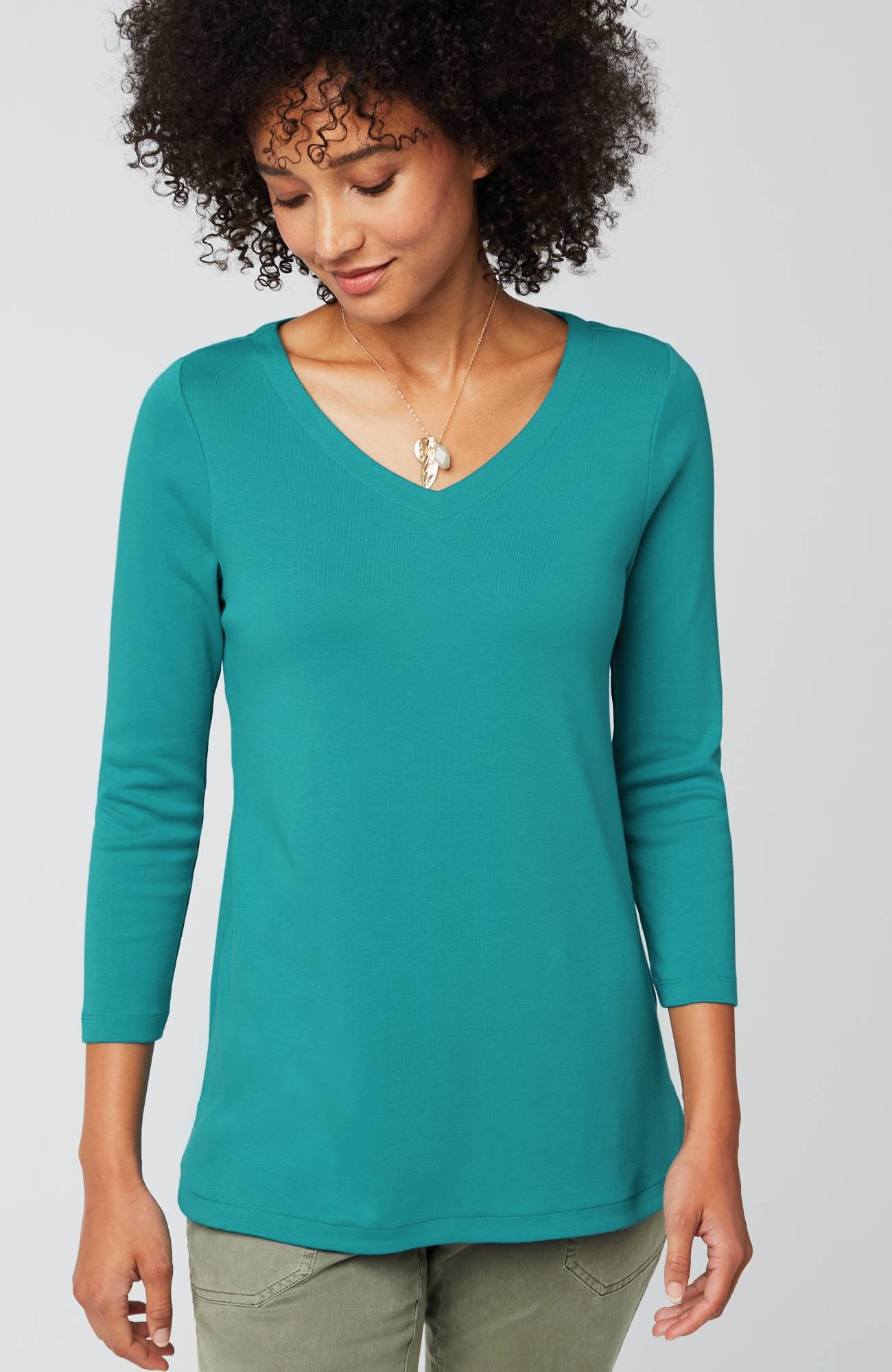 pima 3/4-sleeve v-neck tee