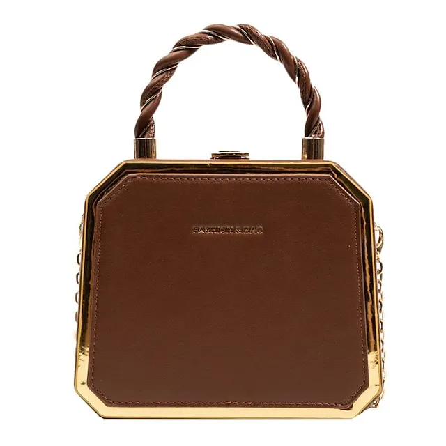 Women's Handbag Crossbody Bag PU Leather Daily Chain Waterproof Durable Letter Black Pink Dark Green