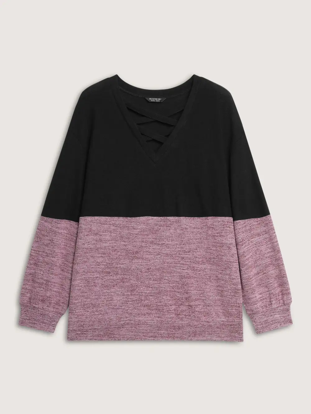 Colorblock Spliced Cross-Tie Sweatshirt