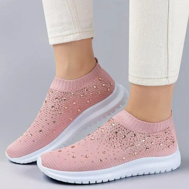 Women's Crystal Breathable SlipOn Walking Shoes