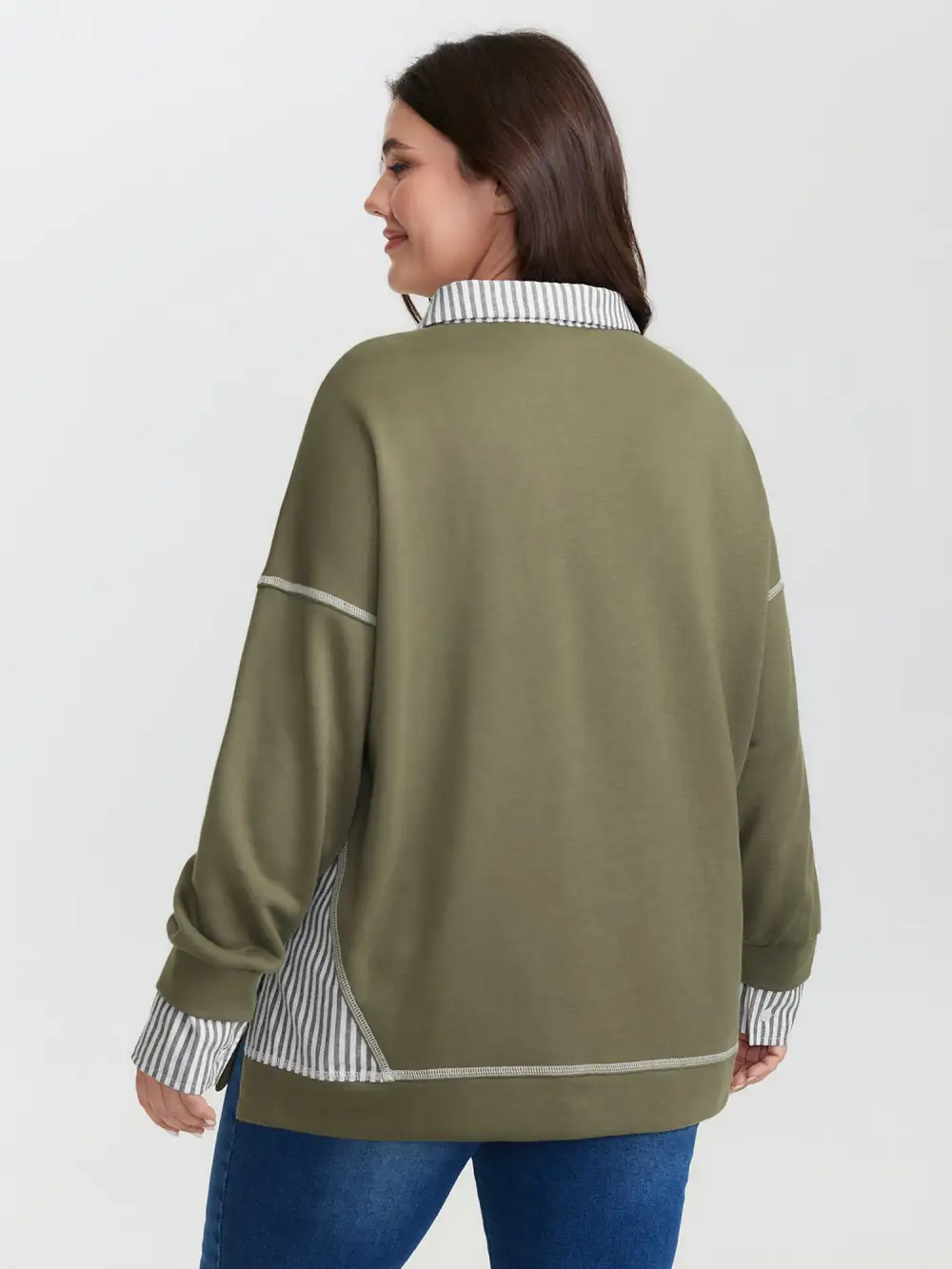 2-In-1 Stripe Drop Shoulder Sweatshirt