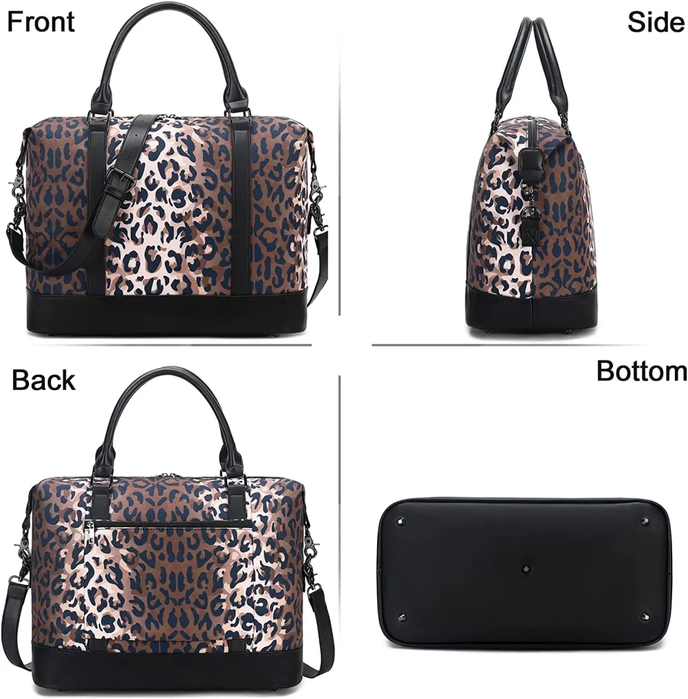 Ladies Canvas Weekender Bag Overnight Carry-on Tote Duffel in Trolley Handle