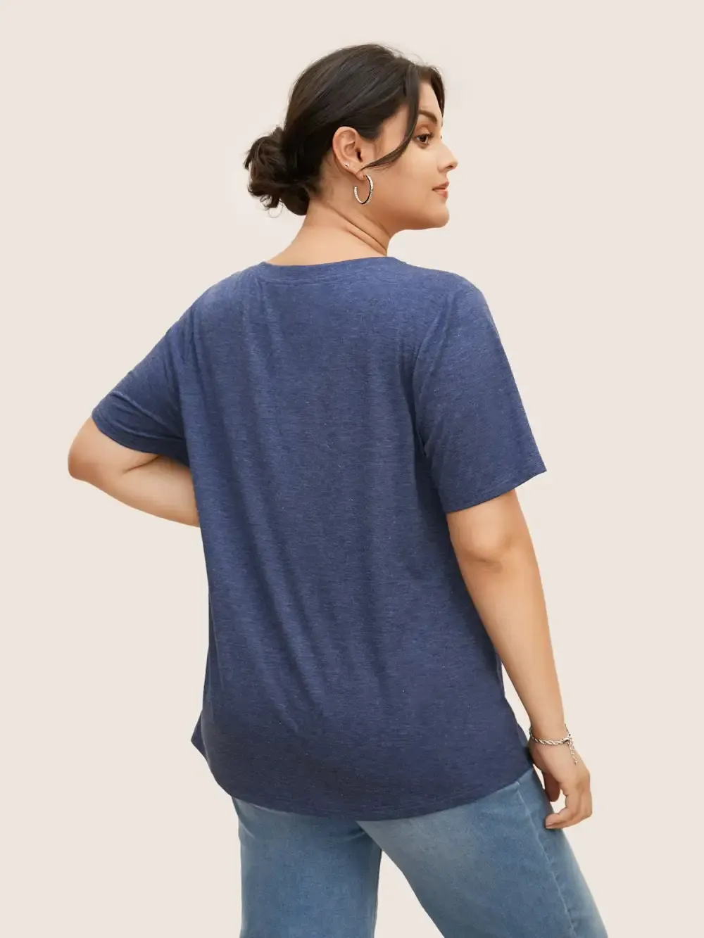 Moon And Star Print V Neck T-Shirt