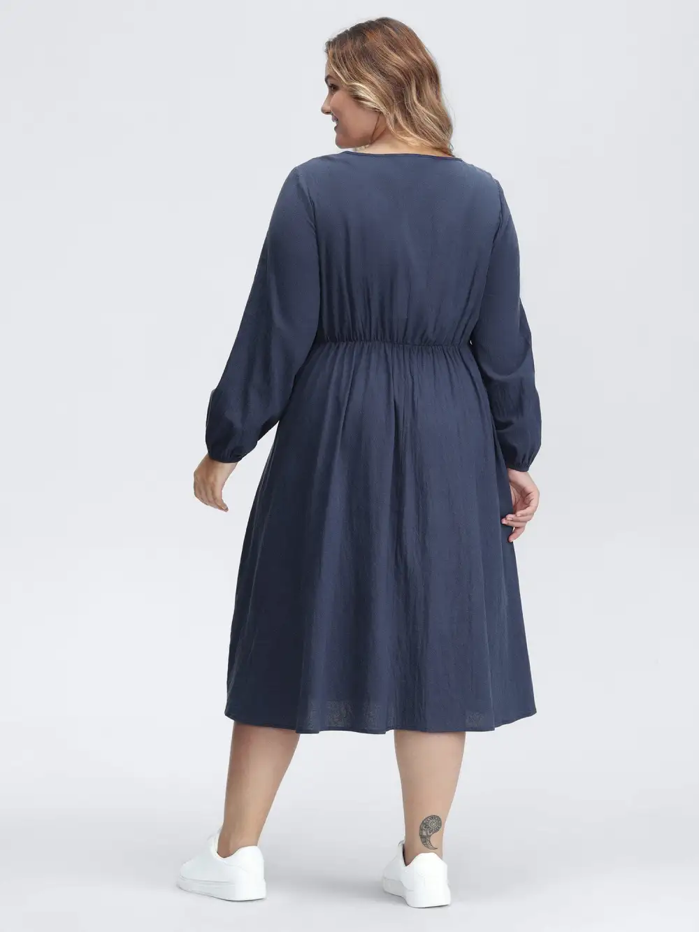 Pure Cotton Embroidered Neckline Midi Dress