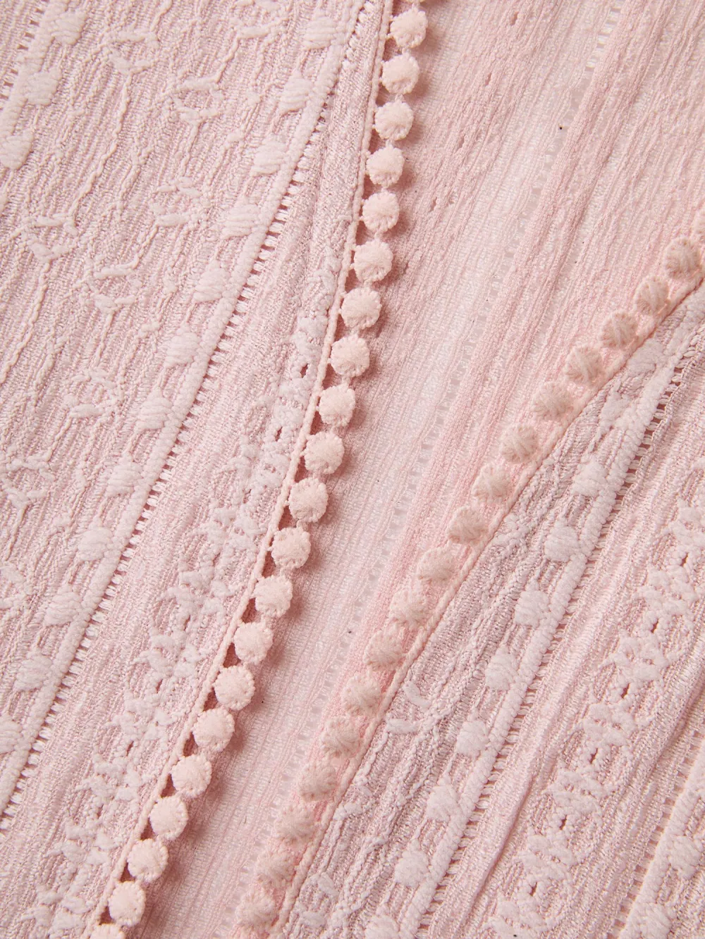 Textured Lace Trim Sheer Kimono Cardigan