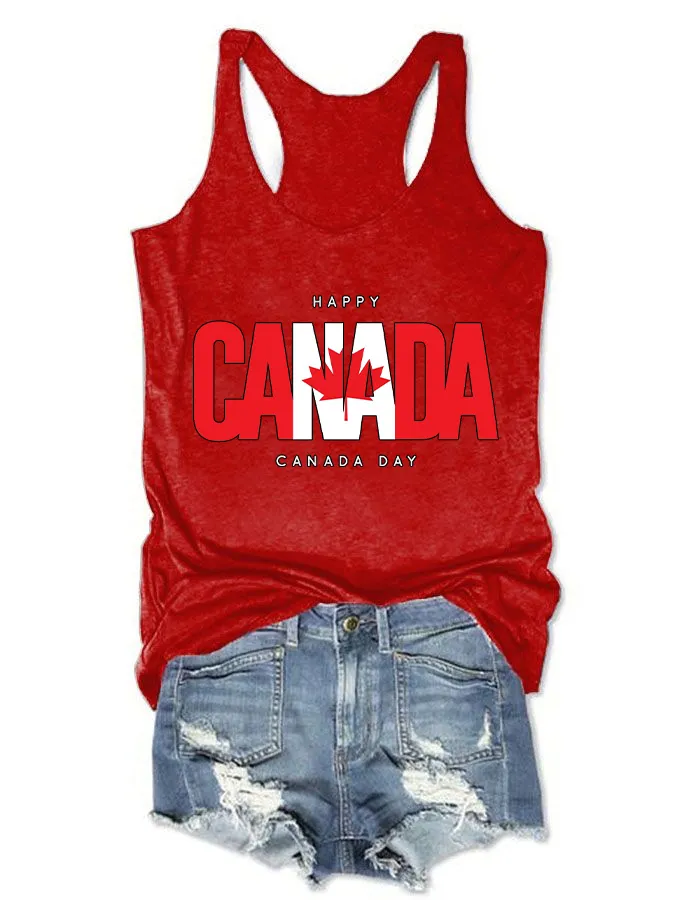 Women's Happy Canada Day Crew Neck Vest