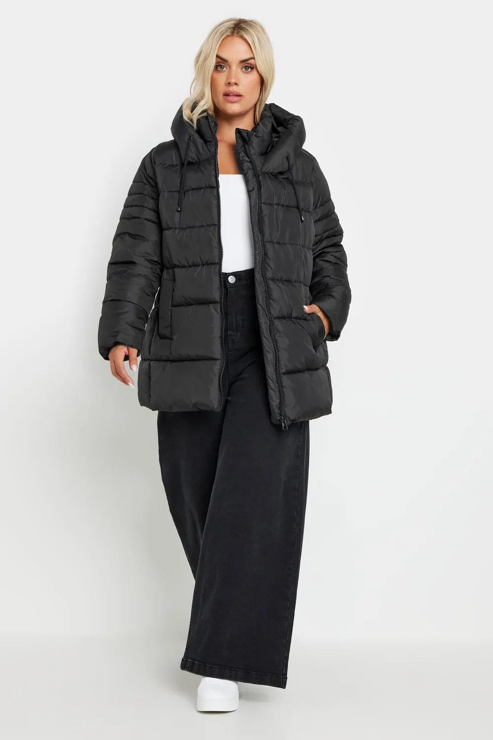 YOURS Curve Ivory White Sporty Puffer Coat