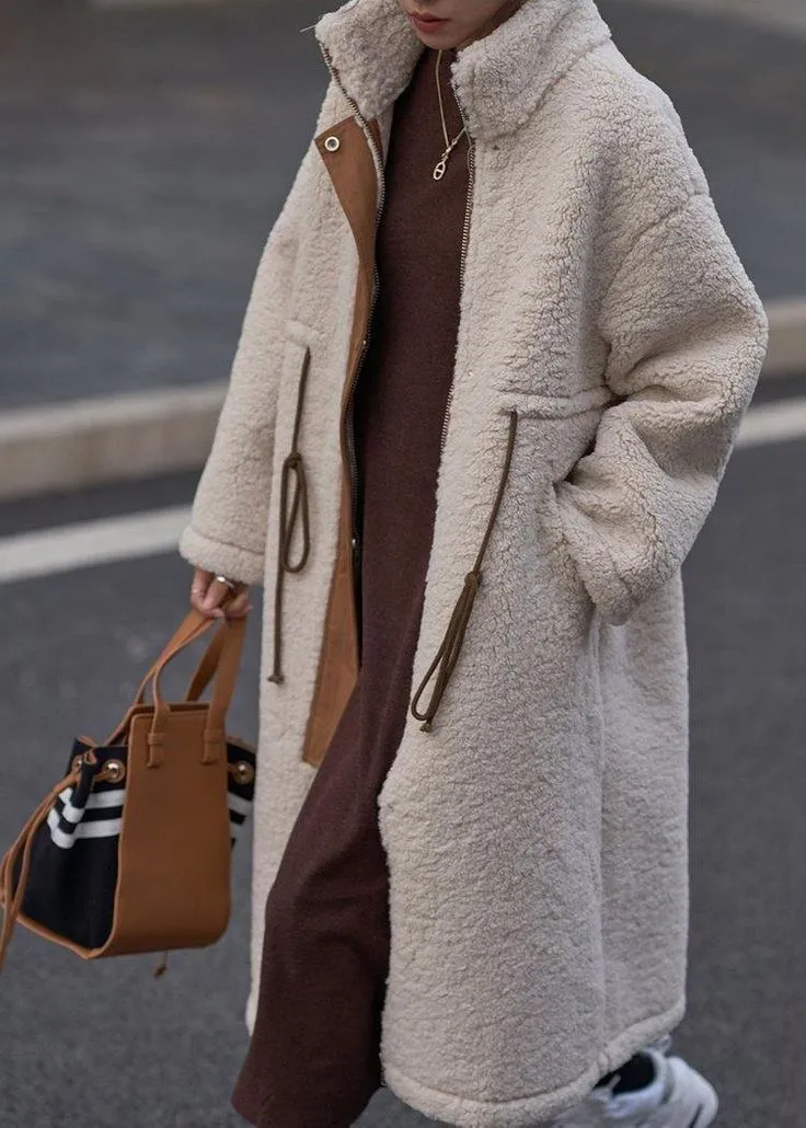 AOVICA-nude Woolen Coats plus size winter coat high neck drawstring jackets(Limited Stock)