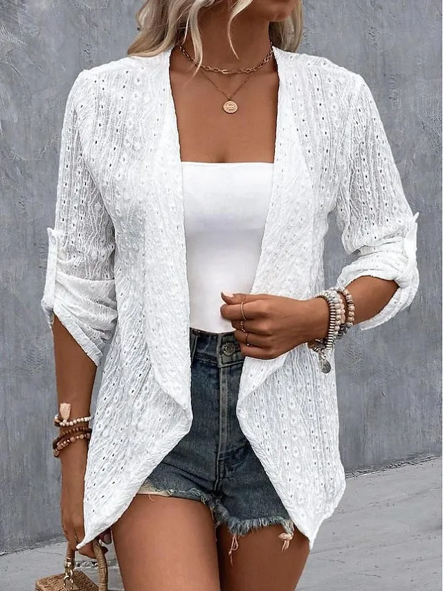 Women's Casual Jacket Dailywear Irregular Hem Solid Color Fashion Regular Fit Outerwear Long Sleeve Spring
