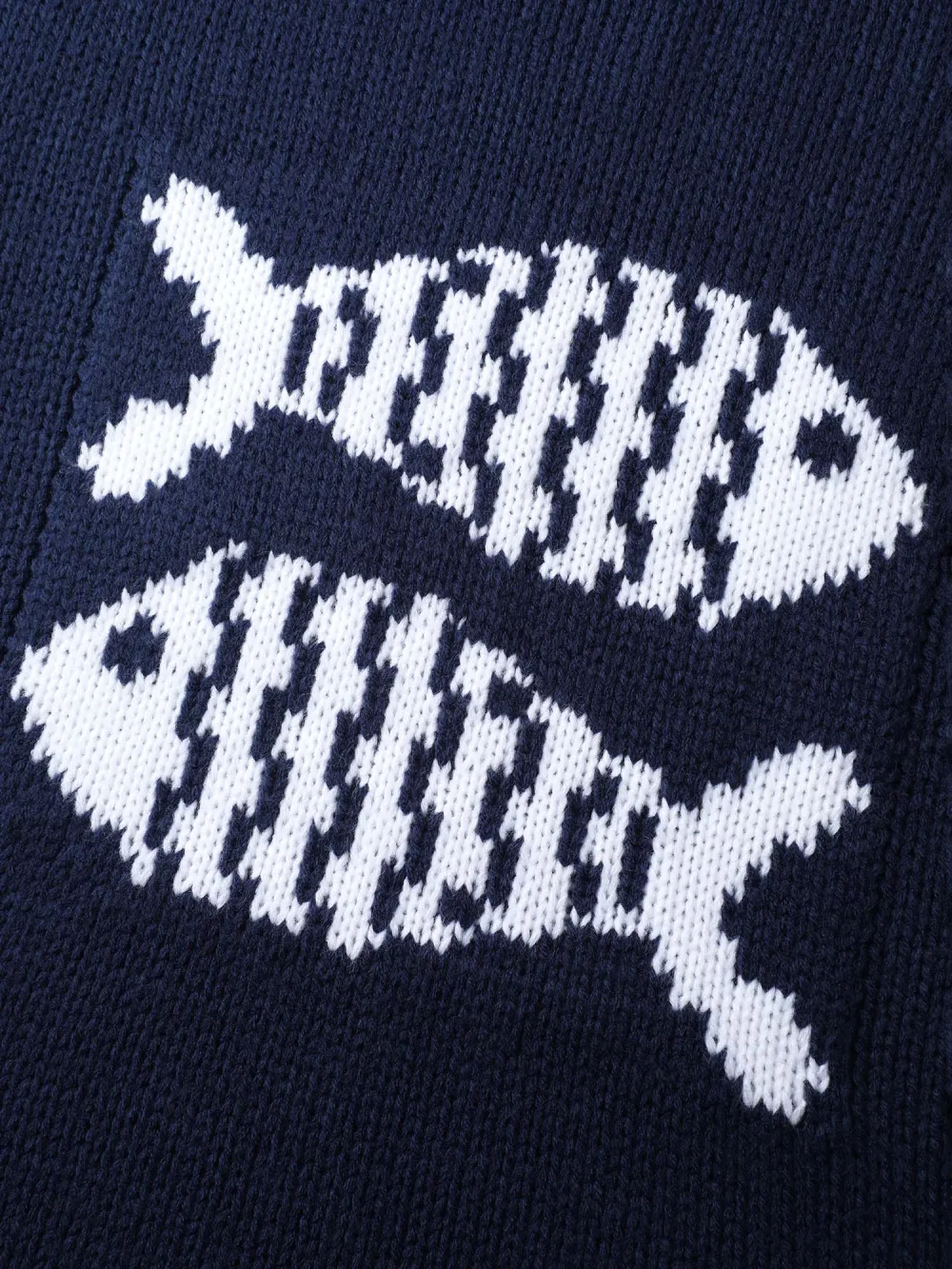 Fish Jacquard Print Round Neck Pullover
