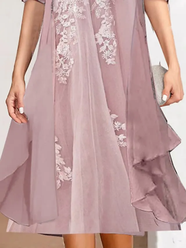 Women's Two Piece Dress Set Dress Set Two Piece Dress Formal Outdoor Fashion Mature Print Midi Dress Crew Neck Half Sleeve Floral Loose Fit Pink Blue Green Summer Spring S M L XL XXL