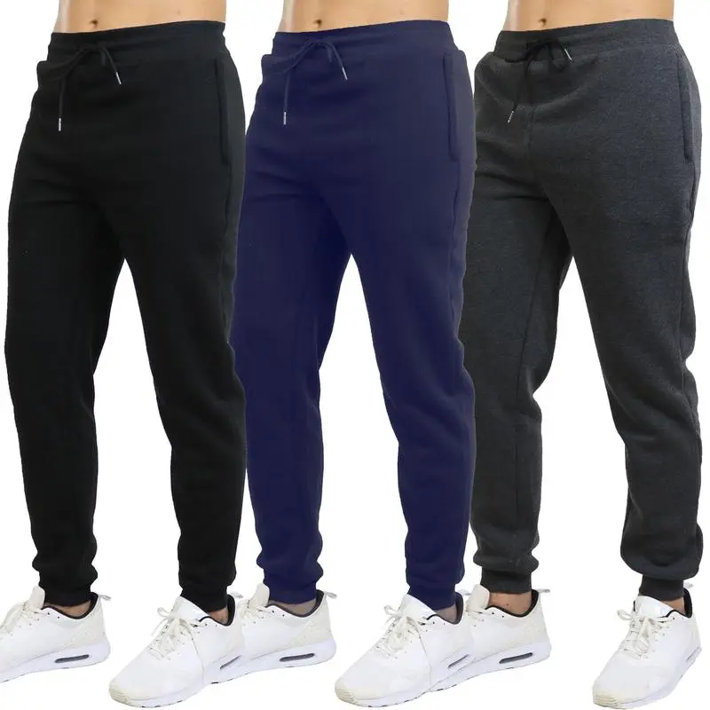 Men's 3 Pack Fleece Active Athletic Jogger Sweatpants with Drawstring Sizes XS-5XL