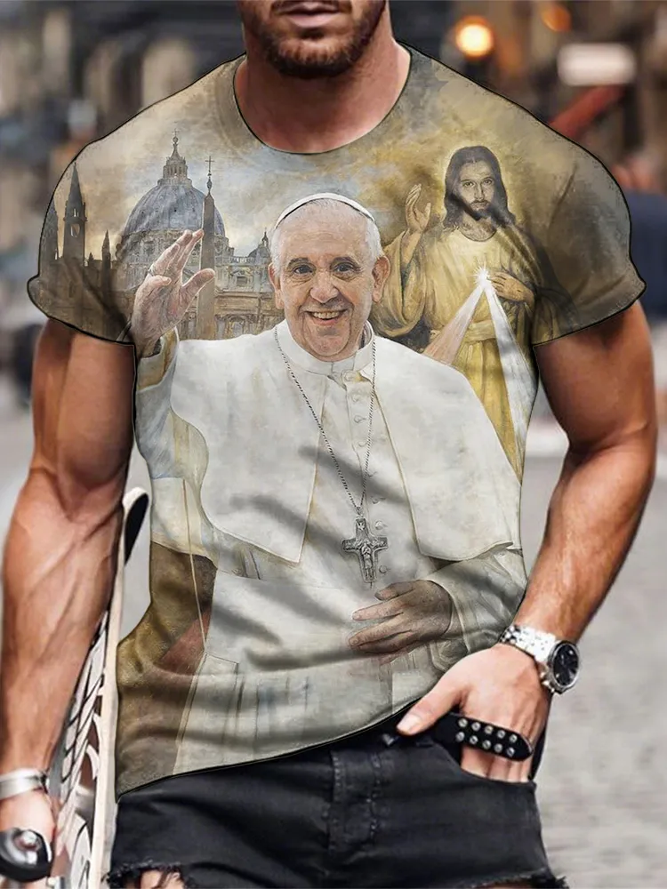 Men's See You In Heaven Pray For Pf 1936-2025 Print Short Sleeve Round Neck Cotton T-Shirt