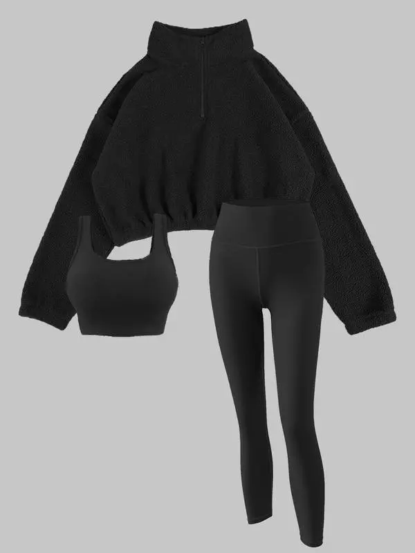 Women’s Thermal Tracksuit Set – 3-Piece Sporty Outfit