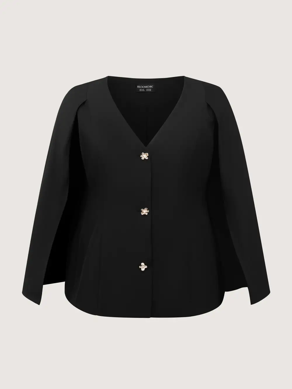 Cape Style Buttons V-Neck Blazer