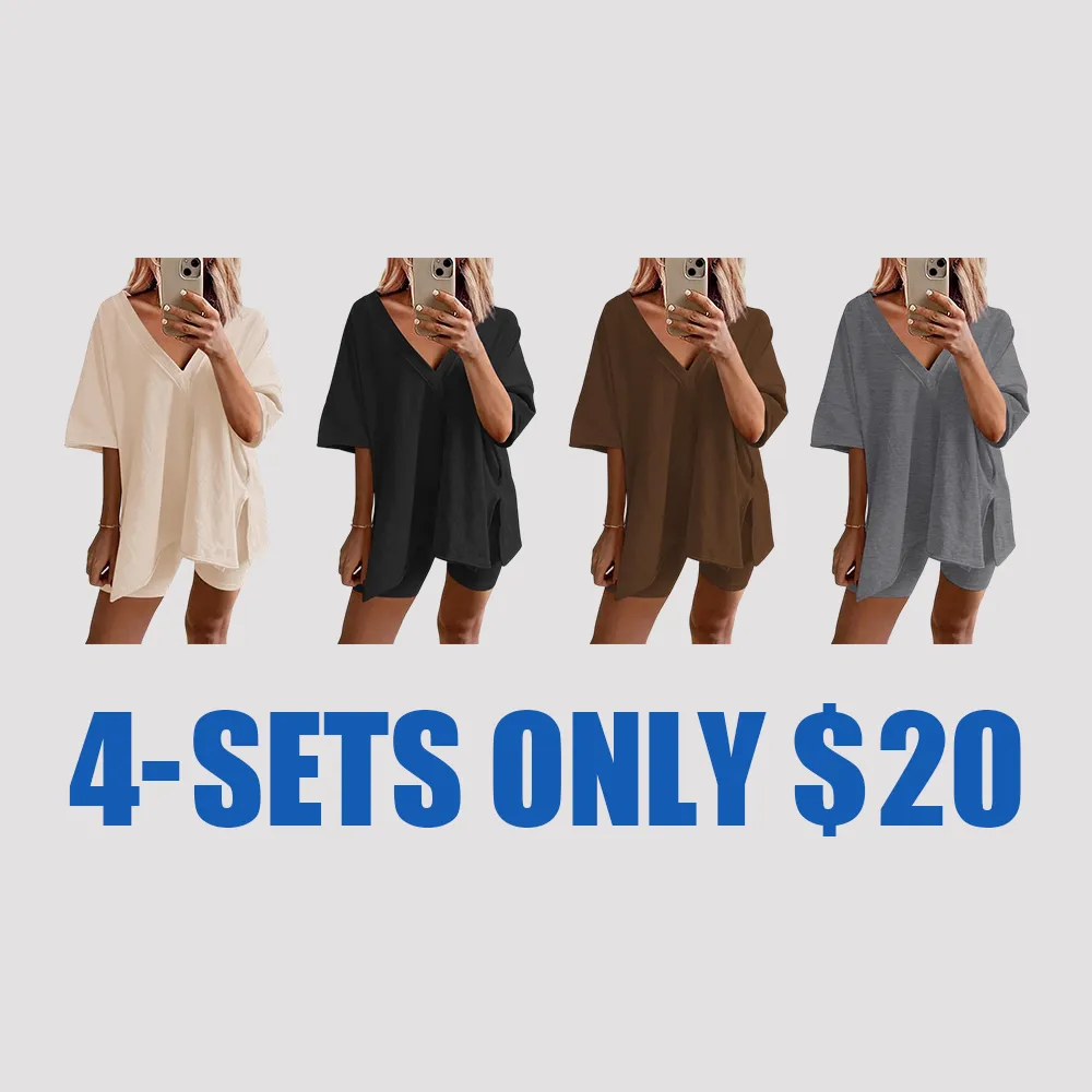 Women's 2-Piece Summer Lounge Set – Oversized T-Shirt & Shorts, Casual Comfy Tracksuit, Beach Cover-Up, Breathable Matching Outfit